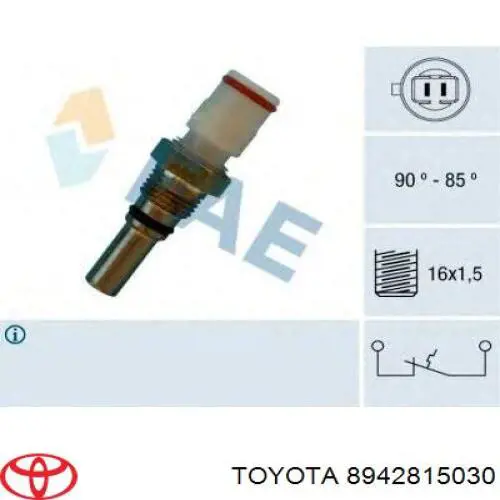 8942815030 Toyota Czujnik temperatury płynu chłodzącego (włączenia wentylatora chłodnicy)