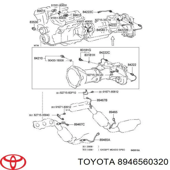 Sonda lambda, czujnik tlenu Toyota 8946560320 cena, od 135,52 USD