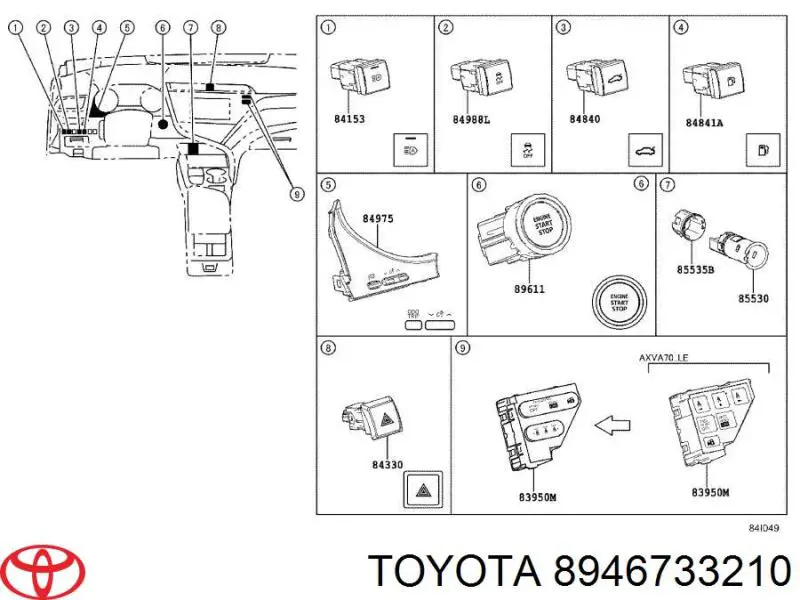 Sonda lambda czujnik tlenu przed katalizatorem Toyota 8946733210 cena, od 106,66 USD