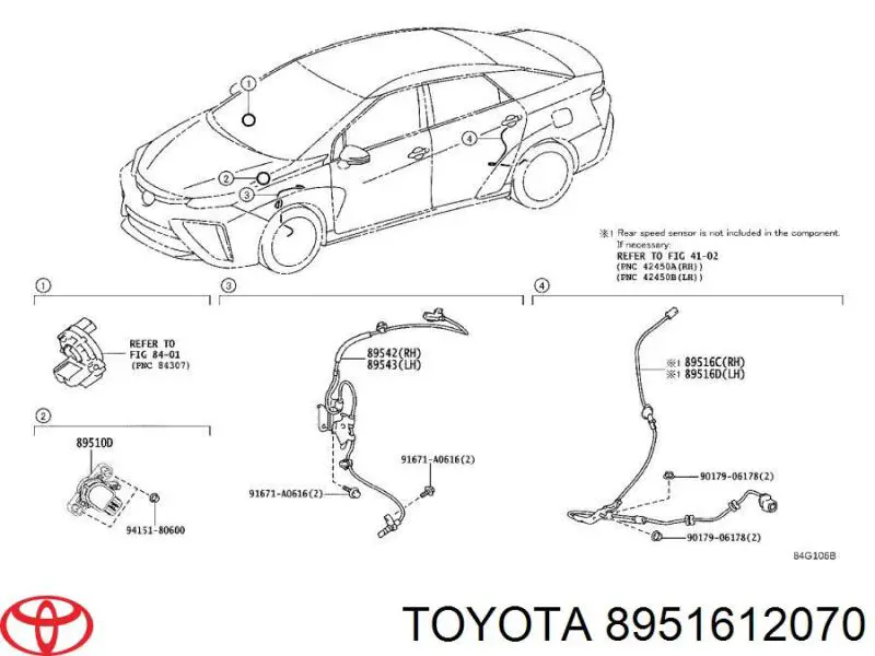 Przewód czujnika ABS tylny prawy Toyota 8951612070 cena, od 37,47 USD