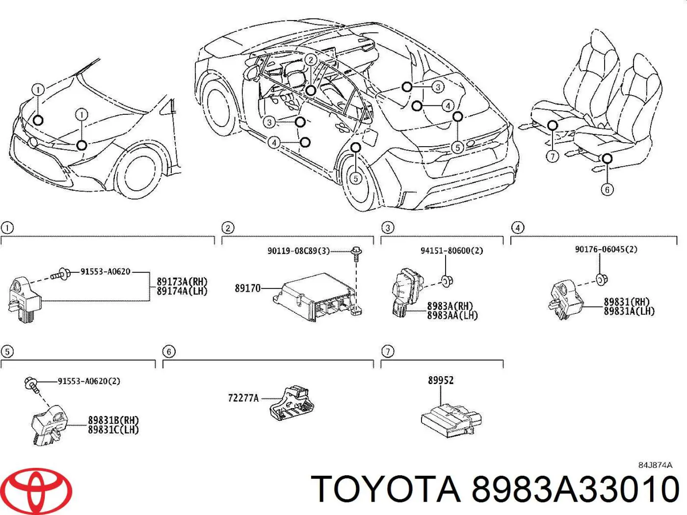 8983A33010 Toyota Czujnik AIRBAG przedni