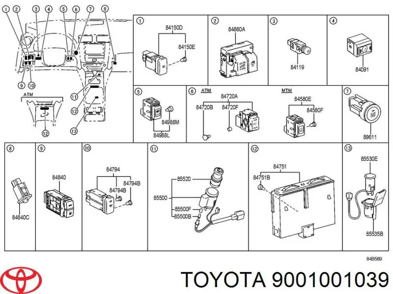 Żarówka deski rozdzielczej Toyota 9001001039 cena, od 1,19 USD