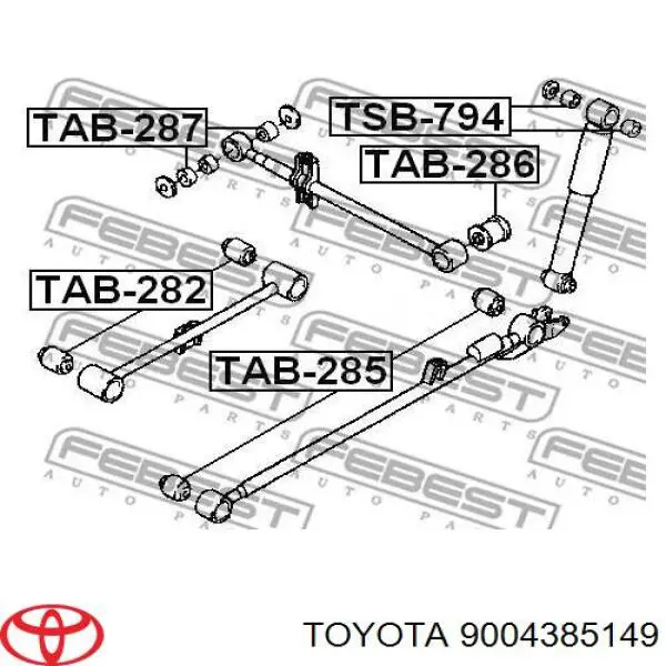 9004385149 Toyota Silentblock drążka poprzecznego (zawieszenia tylnego)