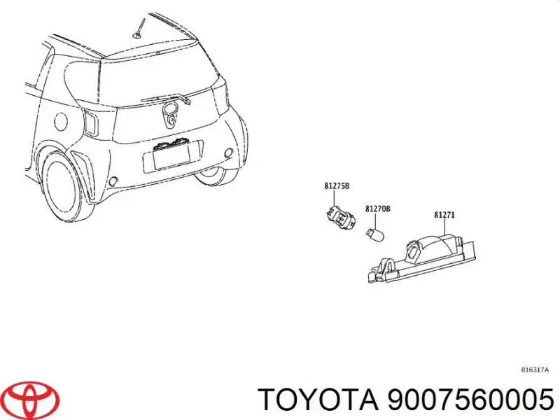 Oprawka żarówki podświetlenia tablic Toyota 9007560005 cena, od 6,23 USD