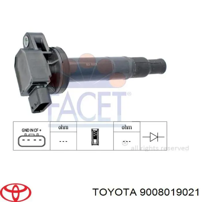 Cewka zapłonowa Toyota 9008019021 cena, od 32,41 USD