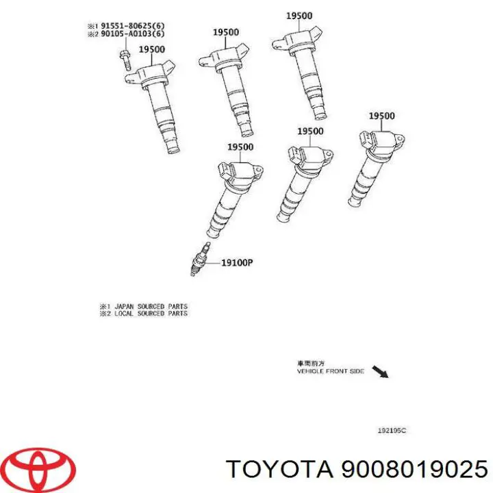Cewka zapłonowa Toyota 9008019025 cena, od 60,24 USD