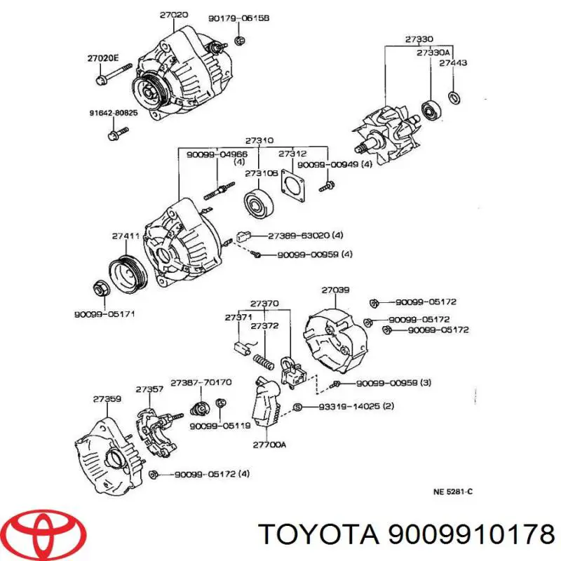 Do koszyka 9009910178 Toyota Łożysko alternatora