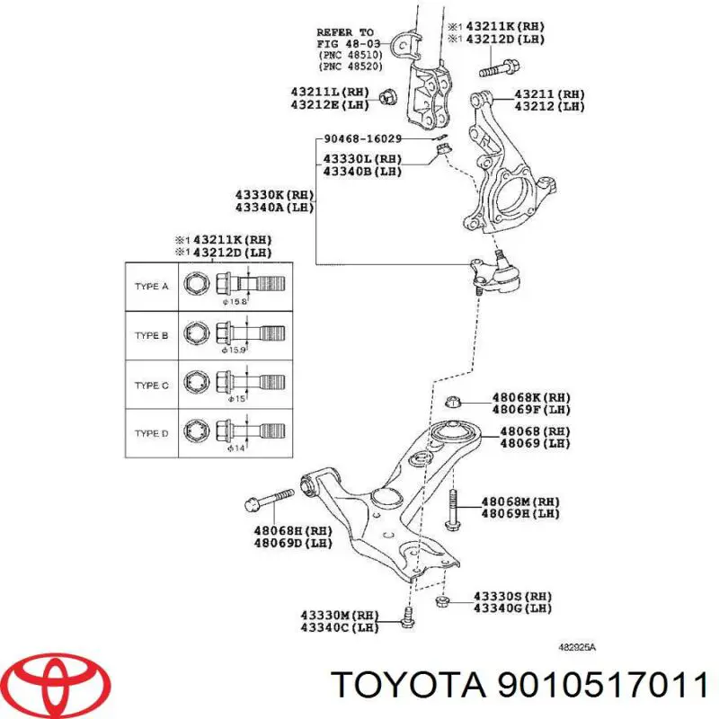 Śruba mocowania amortyzatora przedniego Toyota Corolla (E21)