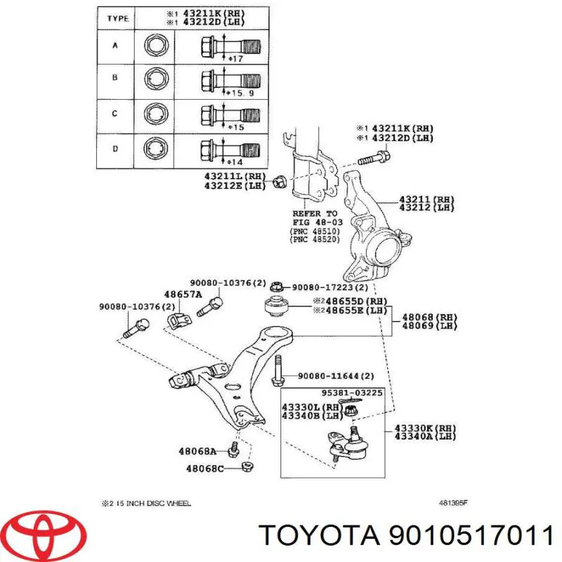Śruba mocowania amortyzatora przedniego Toyota 9010517011 cena, od 5,55 USD