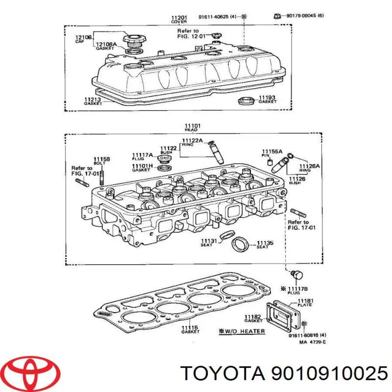 Śruba głowicy cylindrów Toyota 9010910025 cena, od 3,84 USD