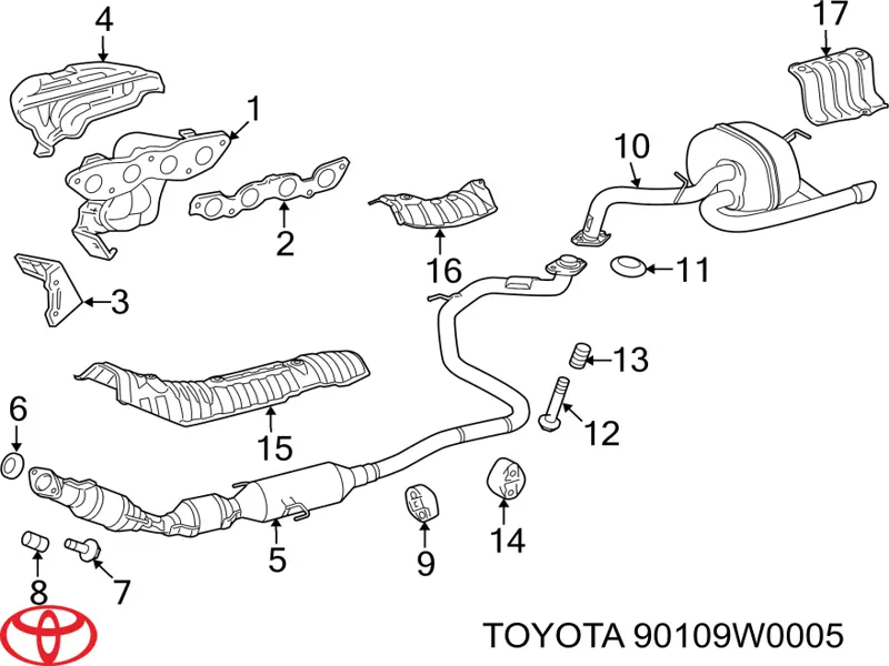 Śruba układu wydechowego (tłumika) Toyota 90109W0005 cena, od 9,33 USD