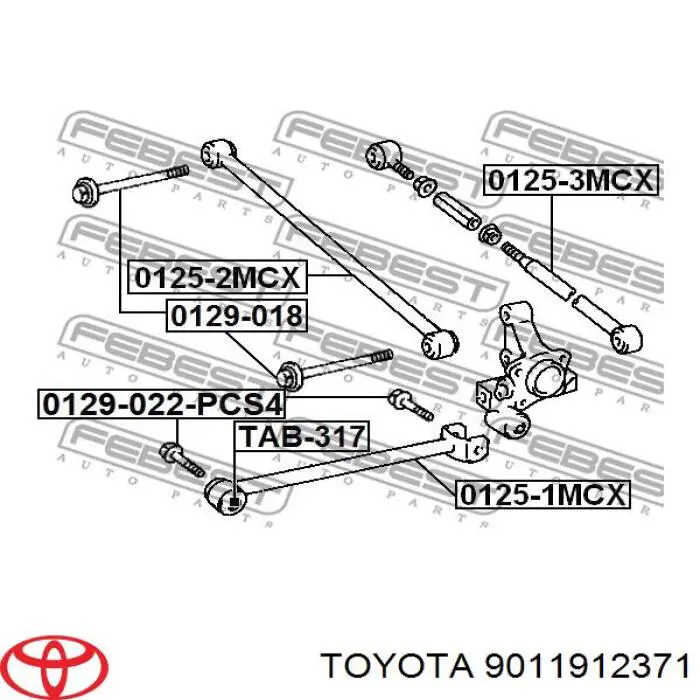 Śruba mocowania tylnego wahacza (dla zbieżności), zewnętrzna Toyota 9011912371 cena, od 5,16 USD