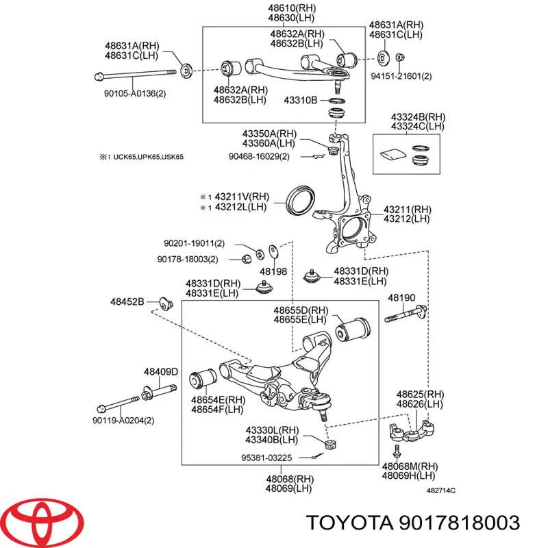 9017818003 Toyota Nakrętka mimośrodowa wahacza tylnego dolnego