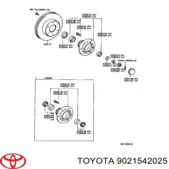 Pierścień zabezpieczający łożysko piasty przedniej Toyota 9021542025 cena, od 3,13 USD