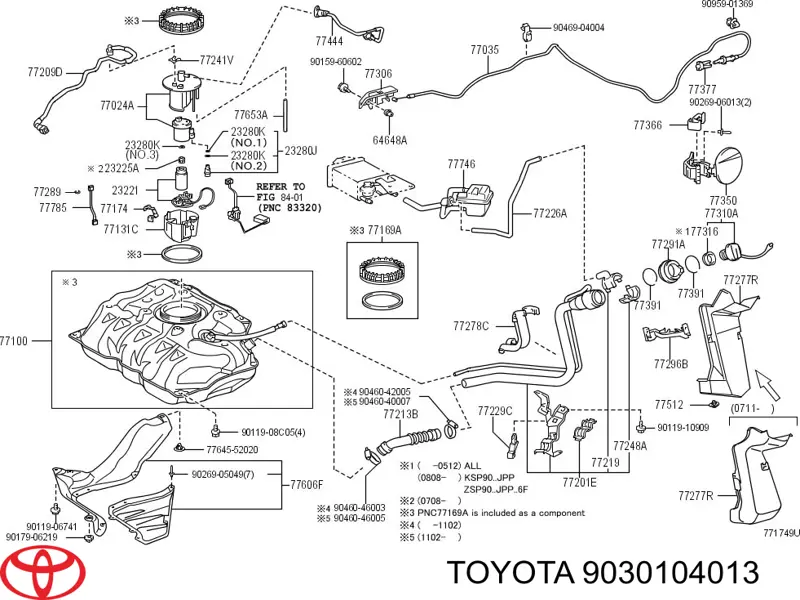 9030104013 Toyota Uszczelka regulatora ciśnienia w listwie paliwowej (wtryskowej)