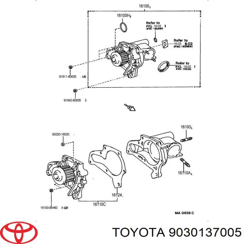 Uszczelka pompy wodnej Toyota Rav4 (SXA1)