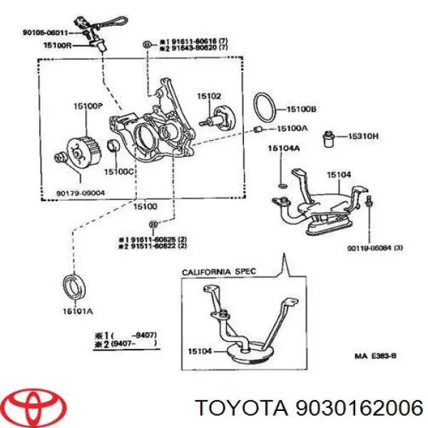9030162006 Toyota Uszczelniacz pompy olejowej silnika