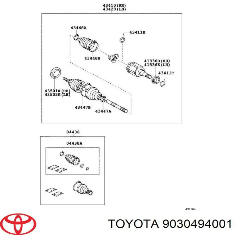 9030494001 Toyota Uszczelniacz półosi lewej mostu przedniego