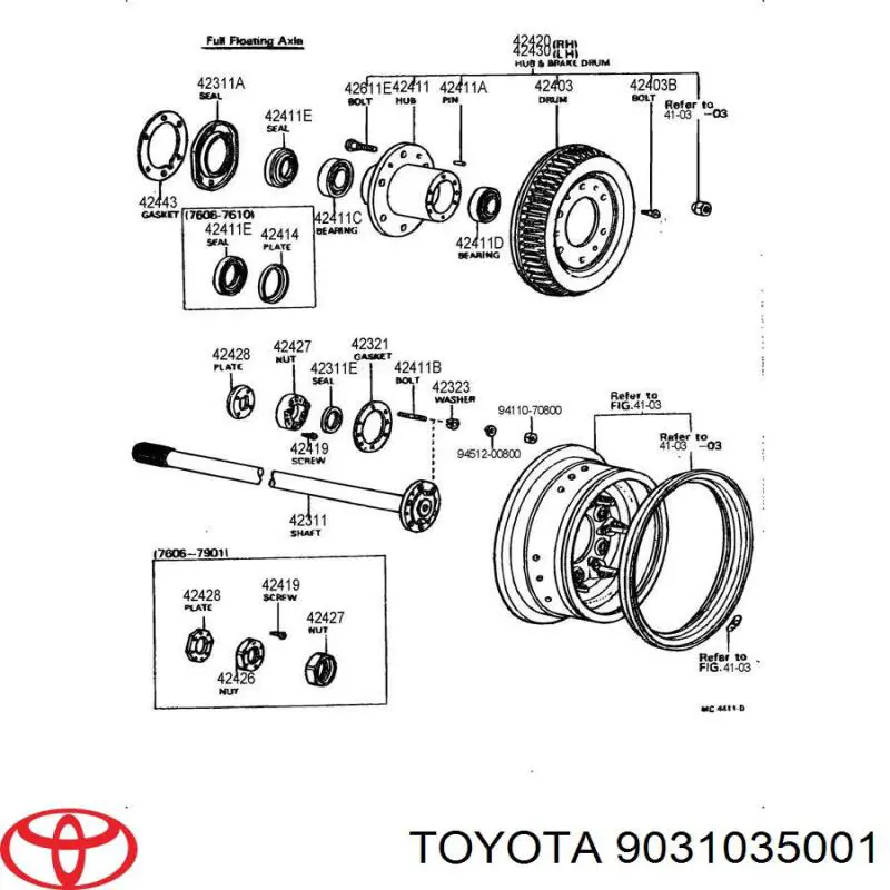 Uszczelniacz półosi mostu tylnego zewnętrzny Toyota 9031035001 cena, od 5,59 USD