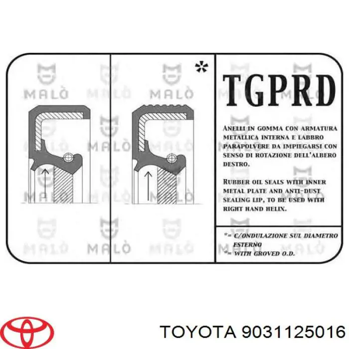 Uszczelniacz automatycznej/mechanicznej slrzyni biegów (wału wejściowego/sprzęgłowego) Toyota 9031125016 cena, od 4,11 USD