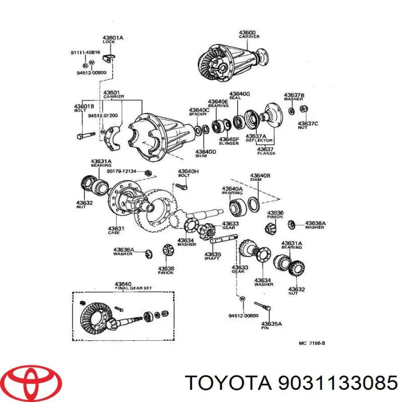 Do koszyka 9031133085 Toyota Uszczelniacz półosi mostu przedniego