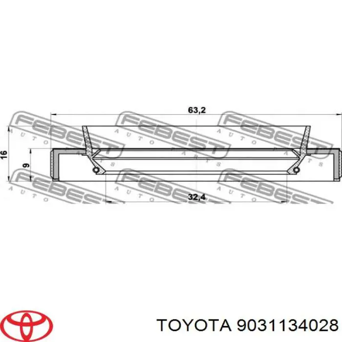 Uszczelniacz półosi lewej mostu przedniego Toyota 9031134028 cena, od 3,86 USD