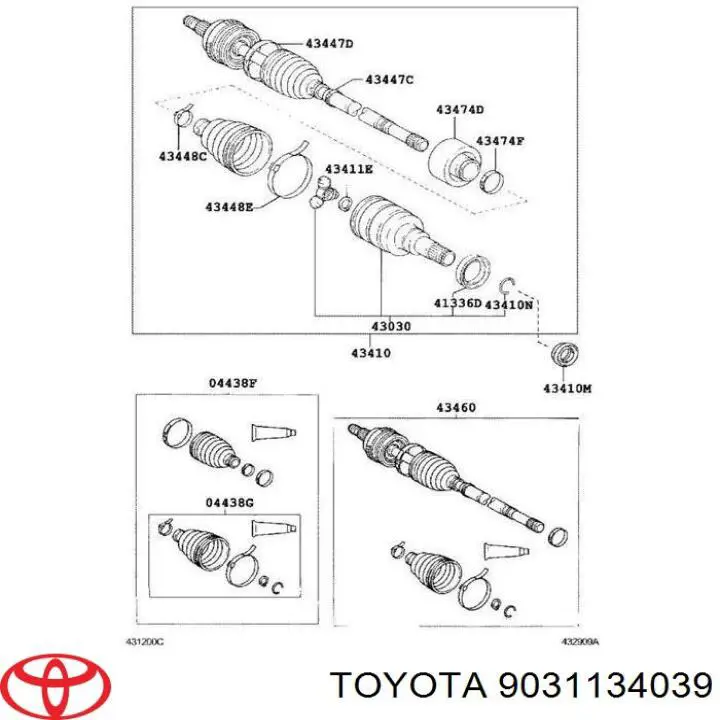 9031134039 Toyota Uszczelniacz półosi prawej mostu przedniego