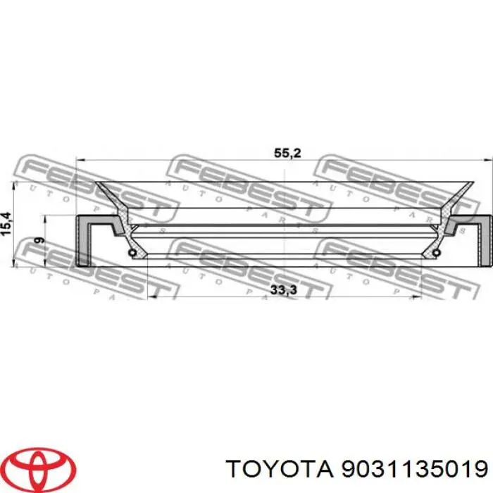 9031135019 Toyota Uszczelniacz automatycznej/mechanicznej skrzyni biegów (wału głównego)
