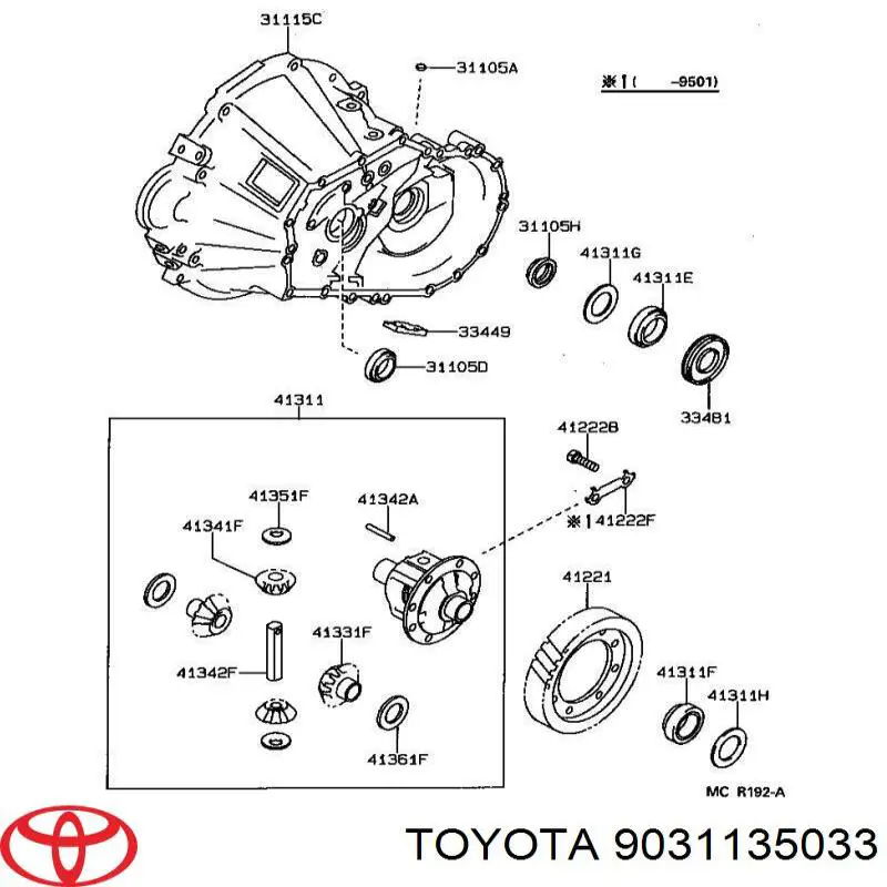 Do koszyka 9031135033 Toyota Uszczelniacz automatycznej/mechanicznej skrzyni biegów (wału głównego)