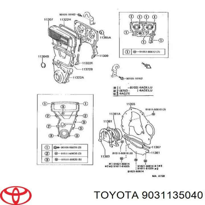 Do koszyka 9031135040 Toyota Uszczelniacz wału korbowego przedni