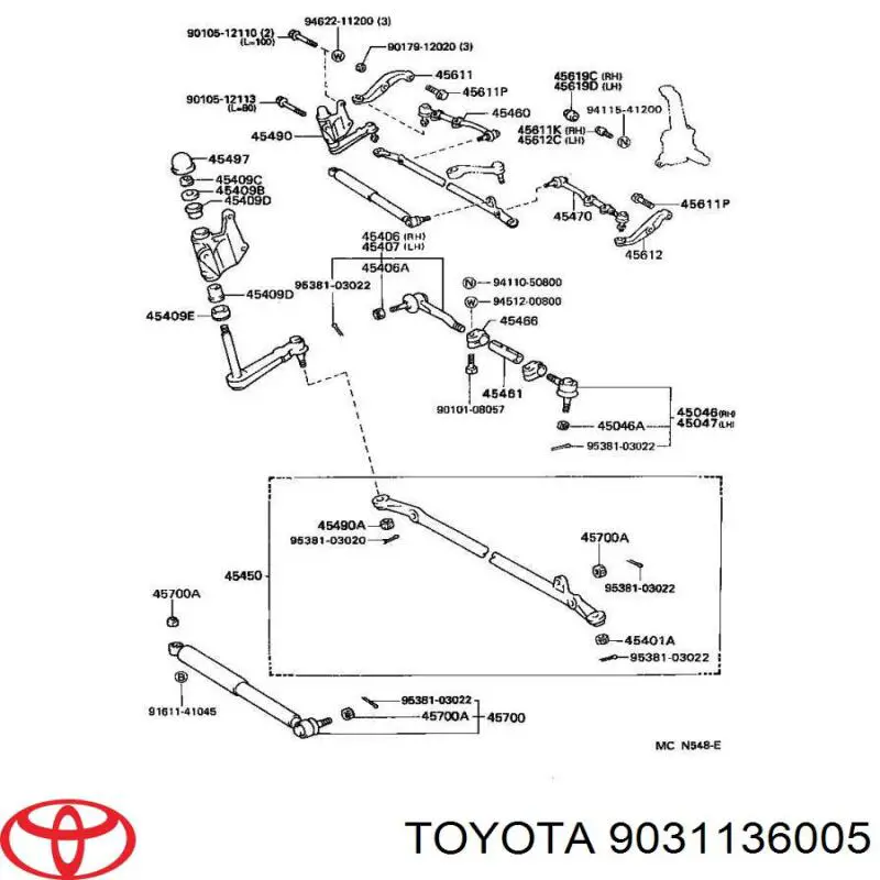 9031136005 Toyota Uszczelniacz maglownicy/mechanizmu kierowniczego (patrz wymiary)