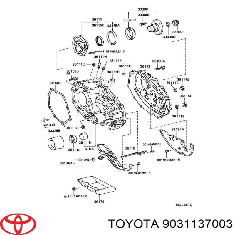 Do koszyka 9031137003 Toyota Uszczelniacz półosi prawej mostu przedniego