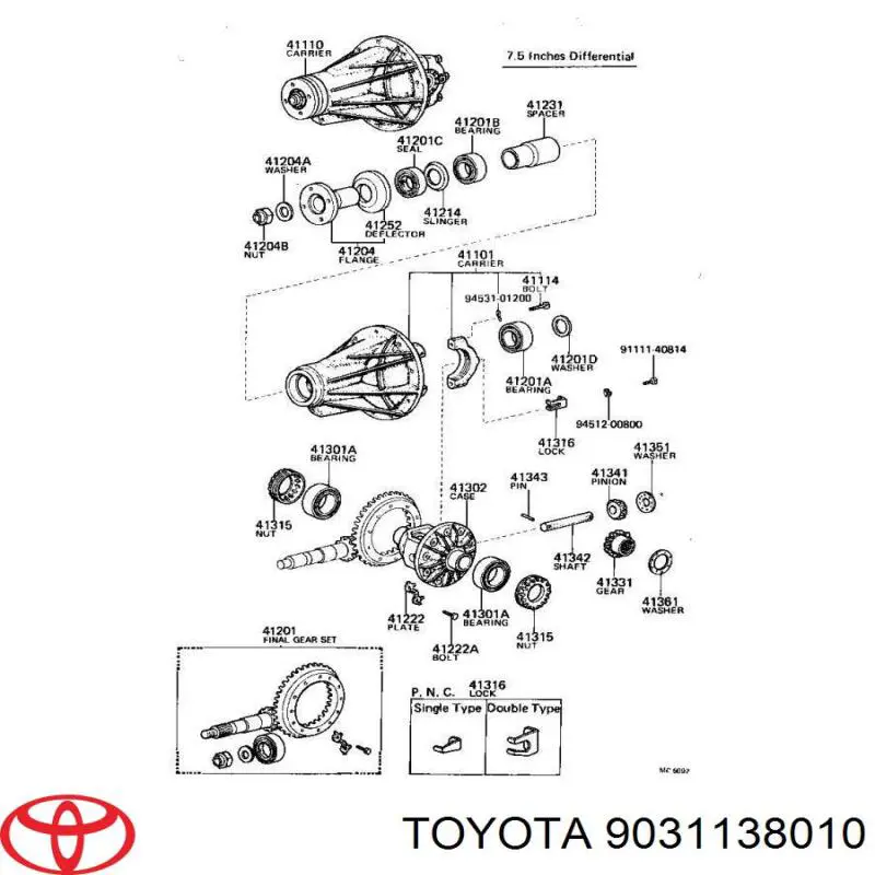 9031138010 Toyota Uszczelniacz końcówki reduktora mostu tylnego