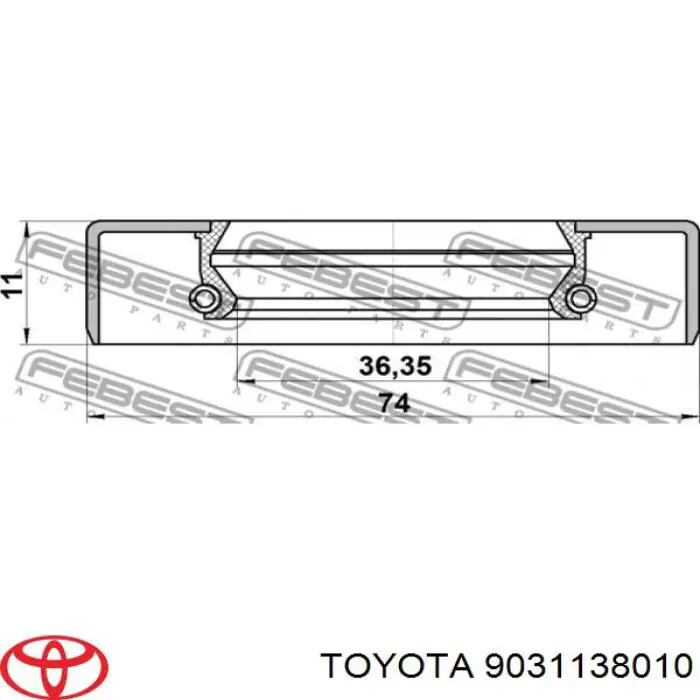 Uszczelniacz końcówki reduktora mostu tylnego Toyota 9031138010 cena, od 7,26 USD