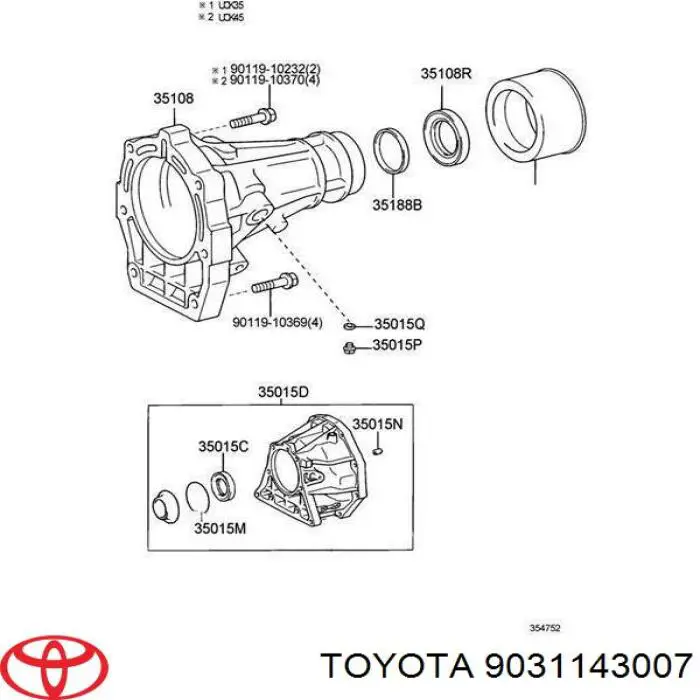 9031143007 Toyota uszczelniacz skrzyni rozdzielczej, wału sprzęgłowego