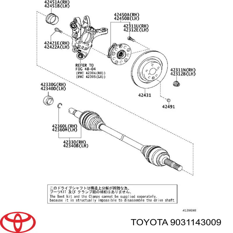 9031143009 Toyota uszczelniacz półosi mostu tylnego