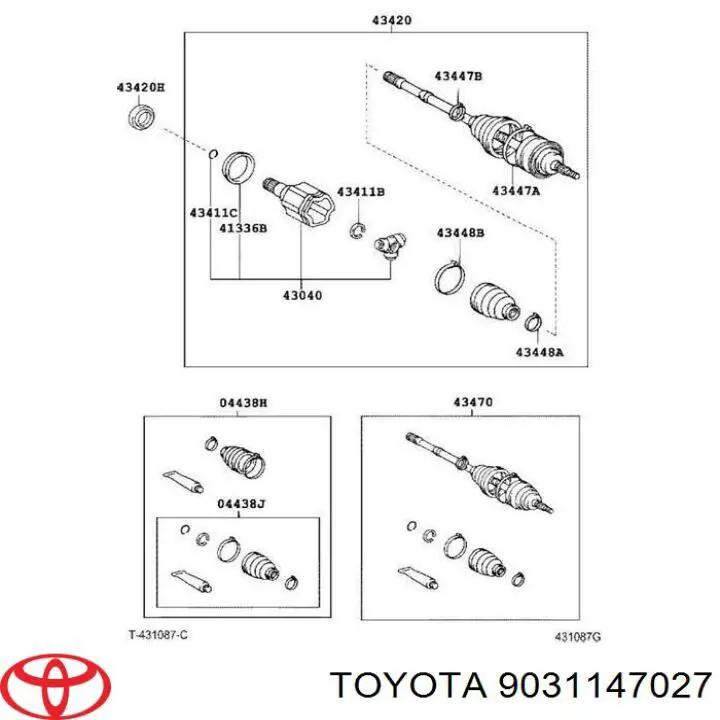 Uszczelniacz półosi lewej mostu przedniego Toyota 9031147027 cena, od 9,60 USD
