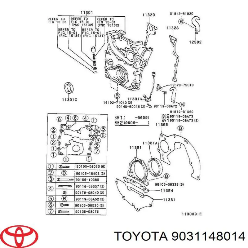 Do koszyka 90311T0025 Toyota Uszczelniacz wału korbowego przedni