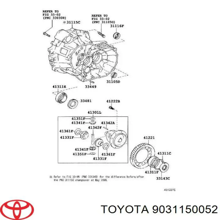 9031150052 Toyota Uszczelniacz półosi lewej mostu przedniego