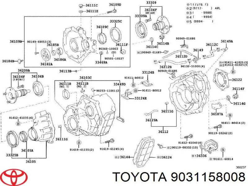 9031158008 Toyota Uszczelniacz skrzyni rozdzielczej tylny wyjściowy