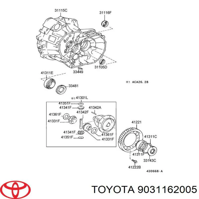 9031162005 Toyota uszczelniacz skrzyni rozdzielczej przedni wyjściowy