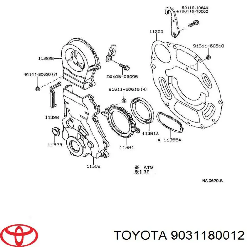 9031180012 Toyota Uszczelniacz wału korbowego silnika tylny