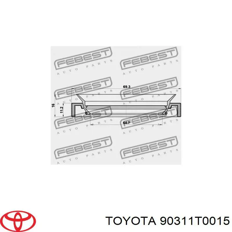 Uszczelniacz półosi lewej mostu przedniego Toyota 90311T0015 cena, od 9,60 USD