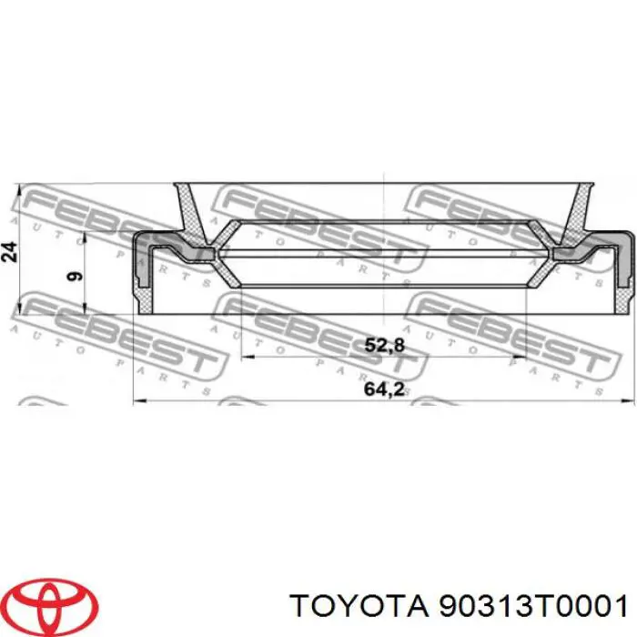 90313T0001 Toyota Uszczelniacz piasty tylnej