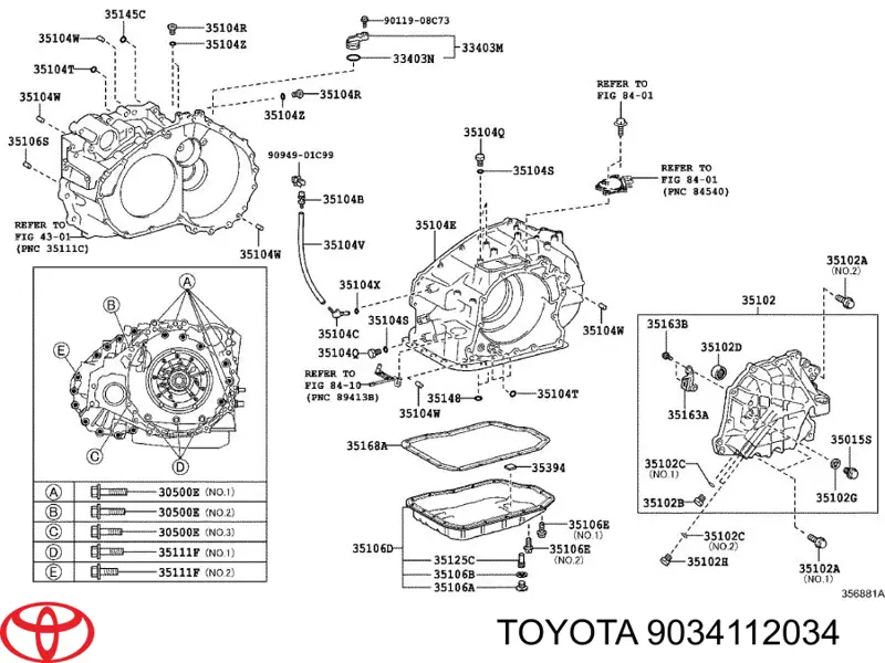 9034112034 Toyota Korek miski automatycznej skrzyni biegów