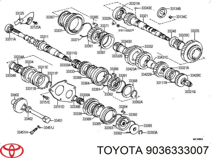 Łożysko wału głównego skrzyni biegów Toyota Camry (V10)