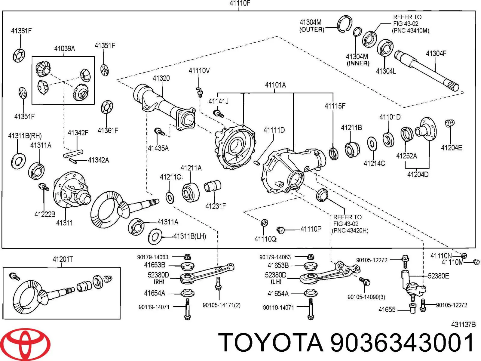 Łożysko dyferencjału mostu przedniego Toyota 9036343001 cena, od 26,08 USD