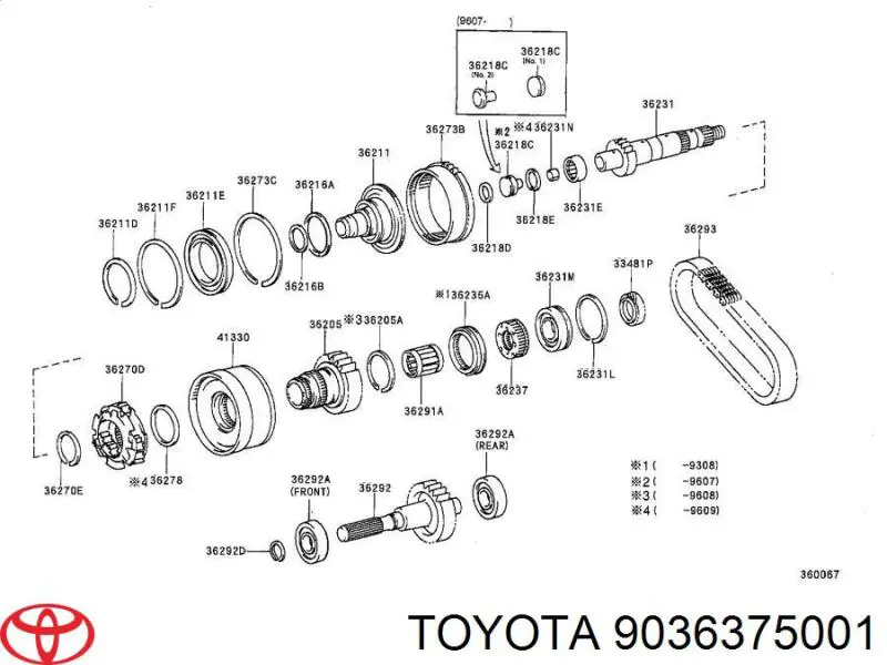 9036375001 Toyota Łożysko tylne skrzyni rozdzielczej, wału wyjściowego