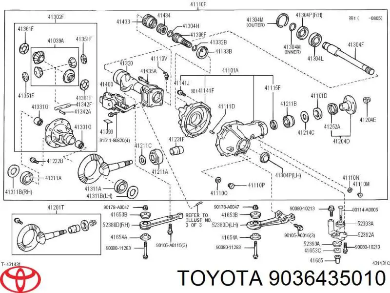 Łożysko dyferencjału mostu przedniego Toyota Hilux (KUN15)