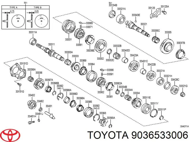 9036533006 Toyota Łożysko wału głównego skrzyni biegów